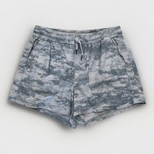 Womens Athleta Shorts Farallon Lounge Drawstring Cotton‎ High Waisted Blue Sz 1X